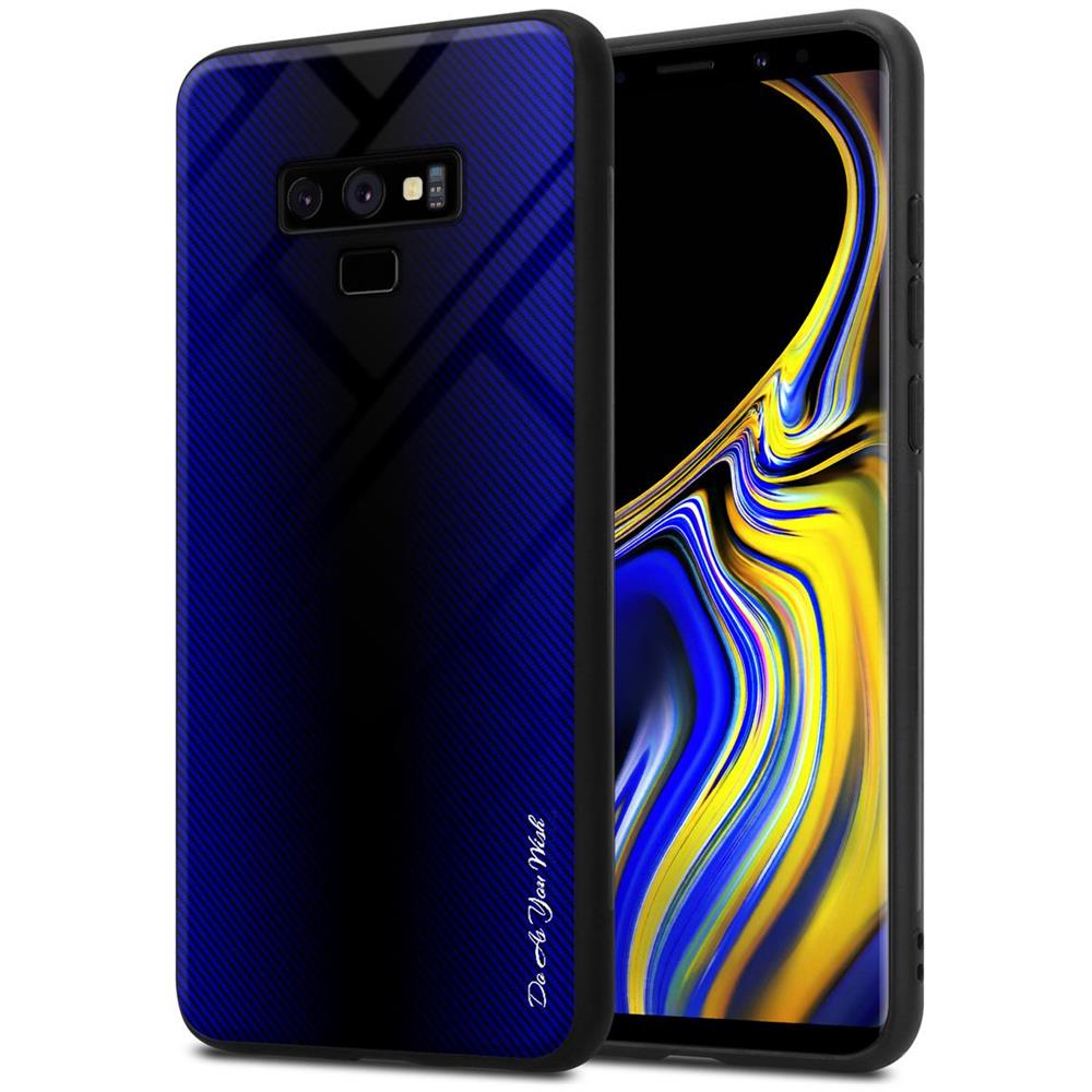 Custodia Compatibile Con Samsung Galaxy Note 9 - Ottica A Strisce In Cobalto Viola - Coperchio Protettivo In Vetro Temperato E Silicone Tpu - Foto 1