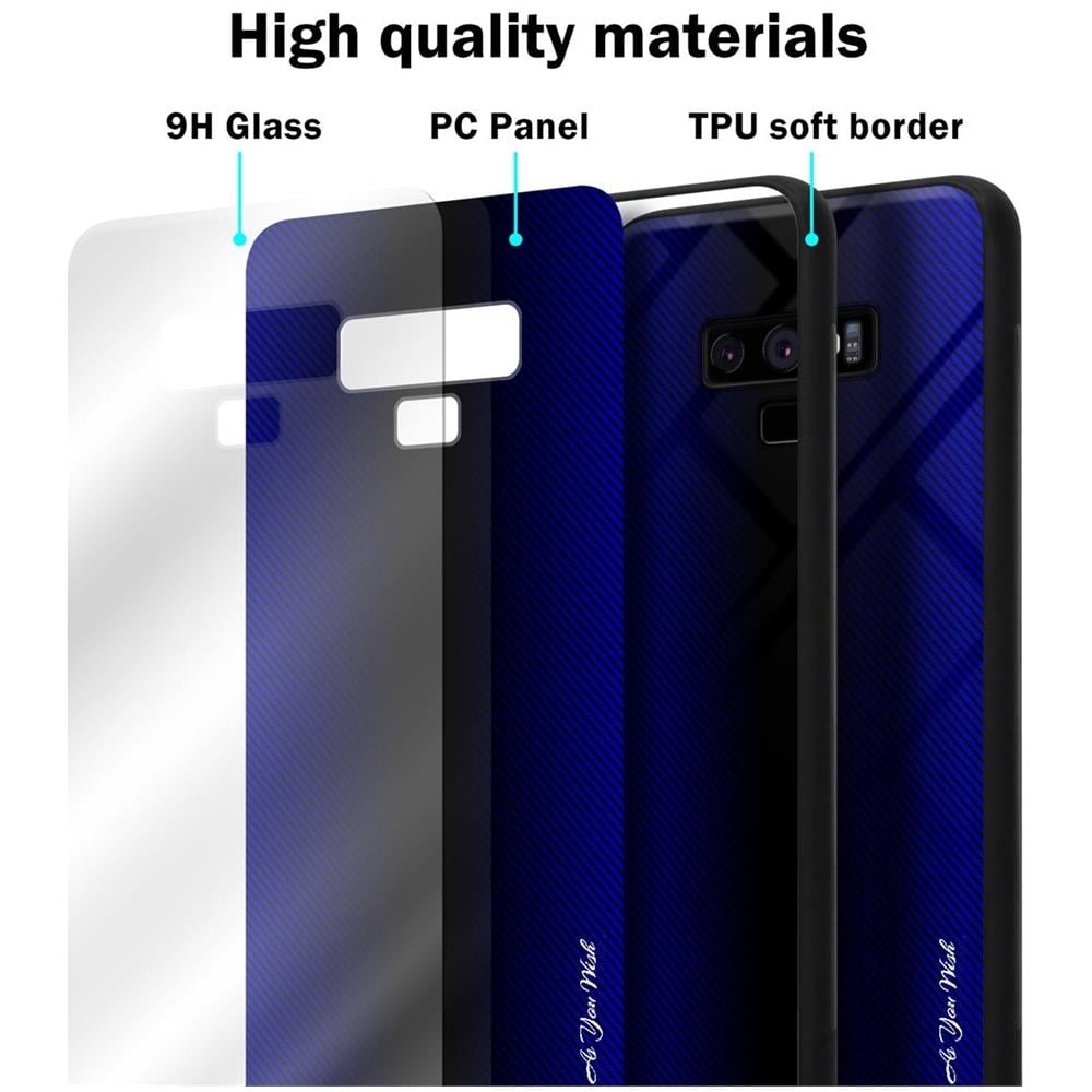 Custodia Compatibile Con Samsung Galaxy Note 9 - Ottica A Strisce In Cobalto Viola - Coperchio Protettivo In Vetro Temperato E Silicone Tpu - Foto 6