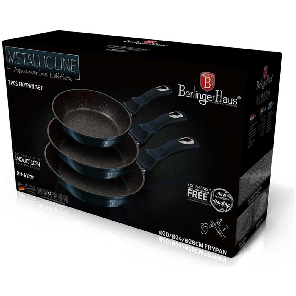 Set Di 3 Padelle Freshe In Granito 20/24 / 28cm Aquamarine Bh-6177 - Foto 3