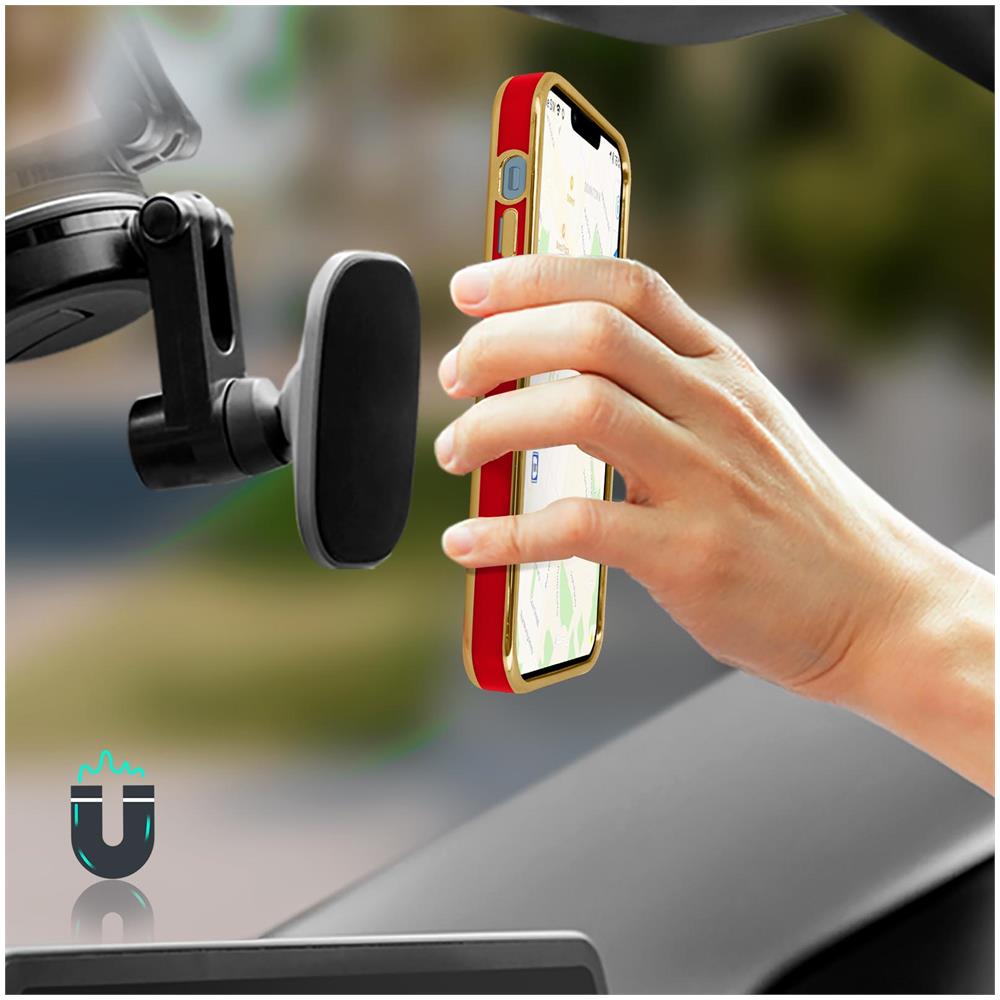 Cover Iphone 13 Pro Max Silicone Flashy Cavalletto Pieghevole Magnetico Rossa - Foto 2