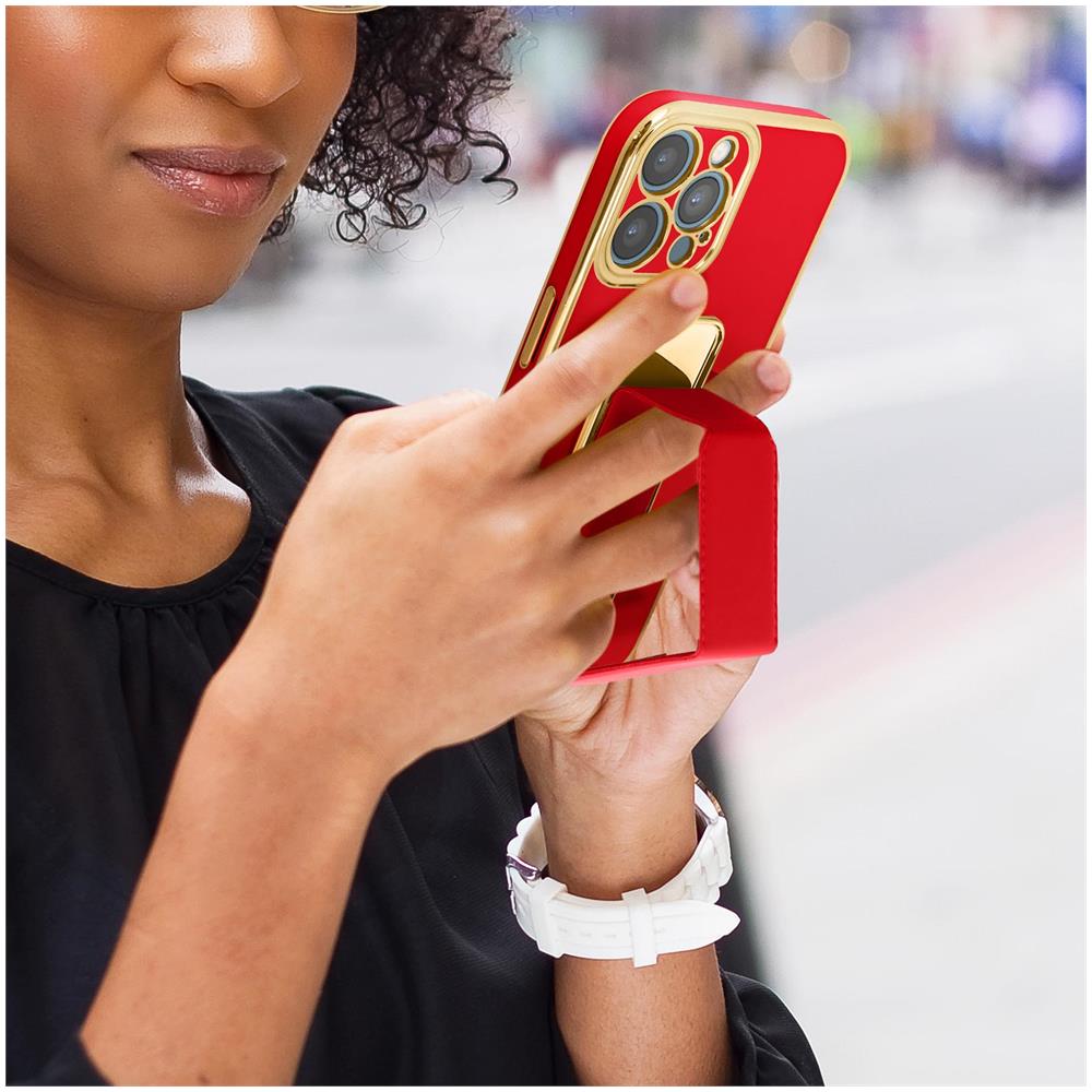 Cover Iphone 13 Pro Max Silicone Flashy Cavalletto Pieghevole Magnetico Rossa - Foto 4