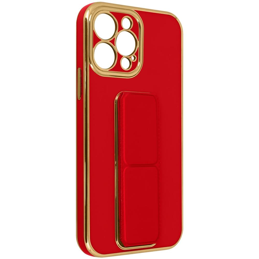 Cover Iphone 13 Pro Max Silicone Flashy Cavalletto Pieghevole Magnetico Rossa - Foto 1