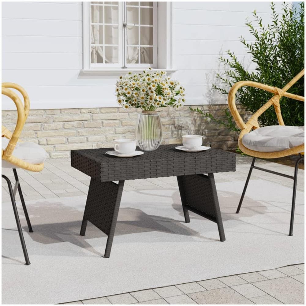 Tavolino Pieghevole Nero 60x40x38 Cm In Polyrattan - Foto 1