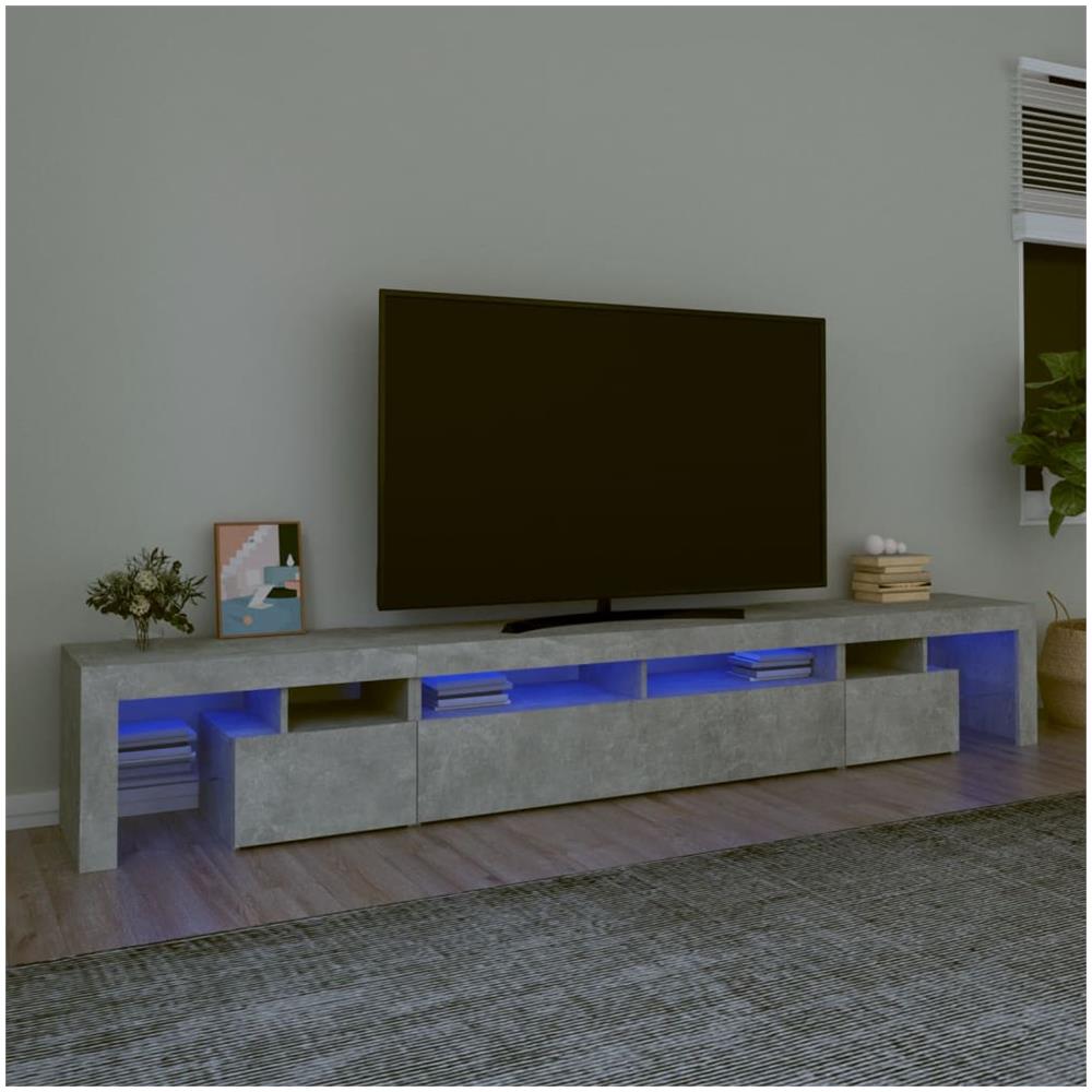 Mobile Porta Tv Con Luci Led Grigio Cemento 260x36,5x40 Cm - Foto 1