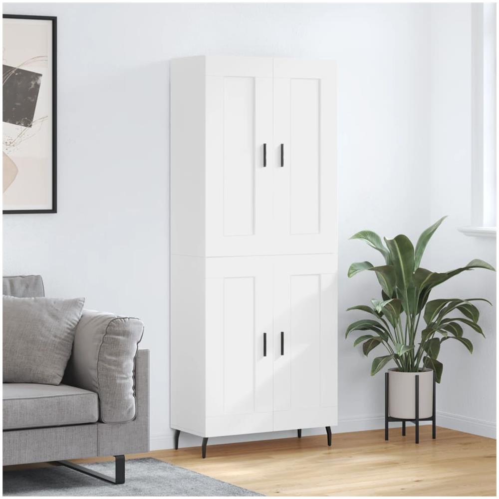 Credenza Bianca 69,5x34x180 Cm In Legno Multistrato - Foto 1