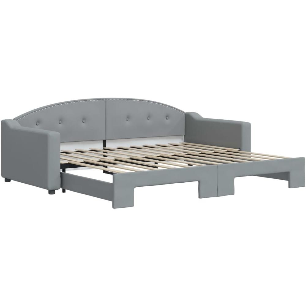 Divano Letto Con Letto Estraibile Grigio Chiaro 90x200 Tessuto - Foto 2