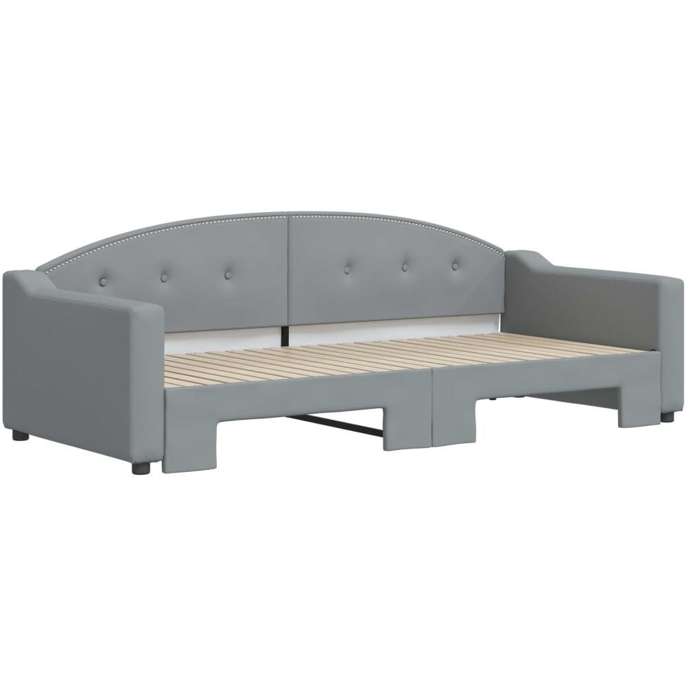 Divano Letto Con Letto Estraibile Grigio Chiaro 90x200 Tessuto - Foto 3