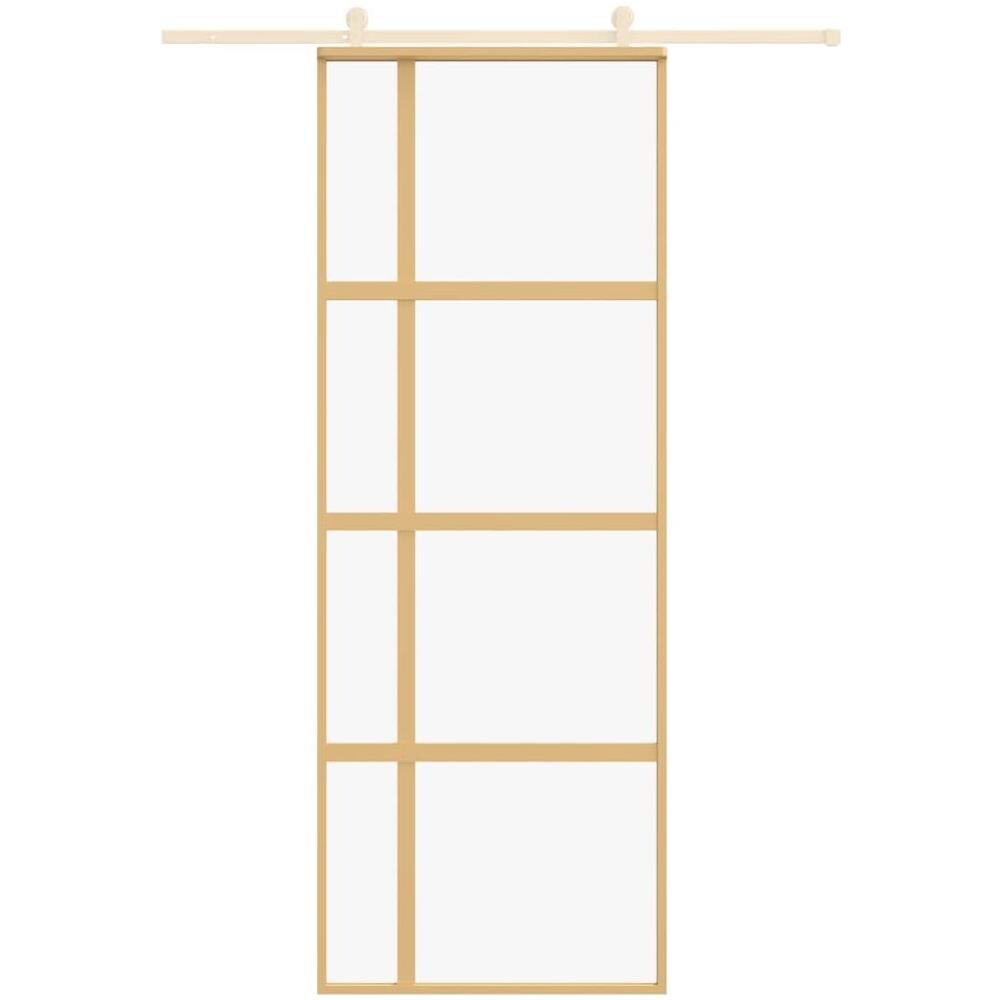 Porta Scorrevole Dorata 76x205 Vetro Trasparente Esg Alluminio - Foto 3