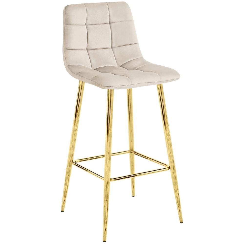 Sgabello TEOTO in velluto beige con gambe dorate per cucina x3 - Foto 2
