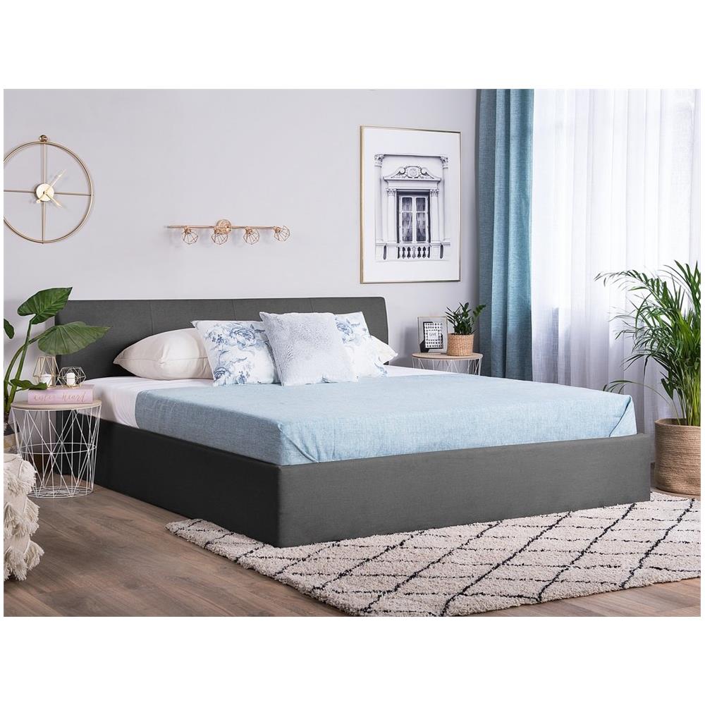 Letto In Tessuto Grigio Con Contenitore 160x200cm Orbey - Foto 2