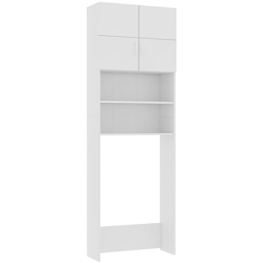 Mobile Per Lavatrice Bianco - 64x25,5x190 Cm Con 2 Ante E 3 Ripiani - Foto 8