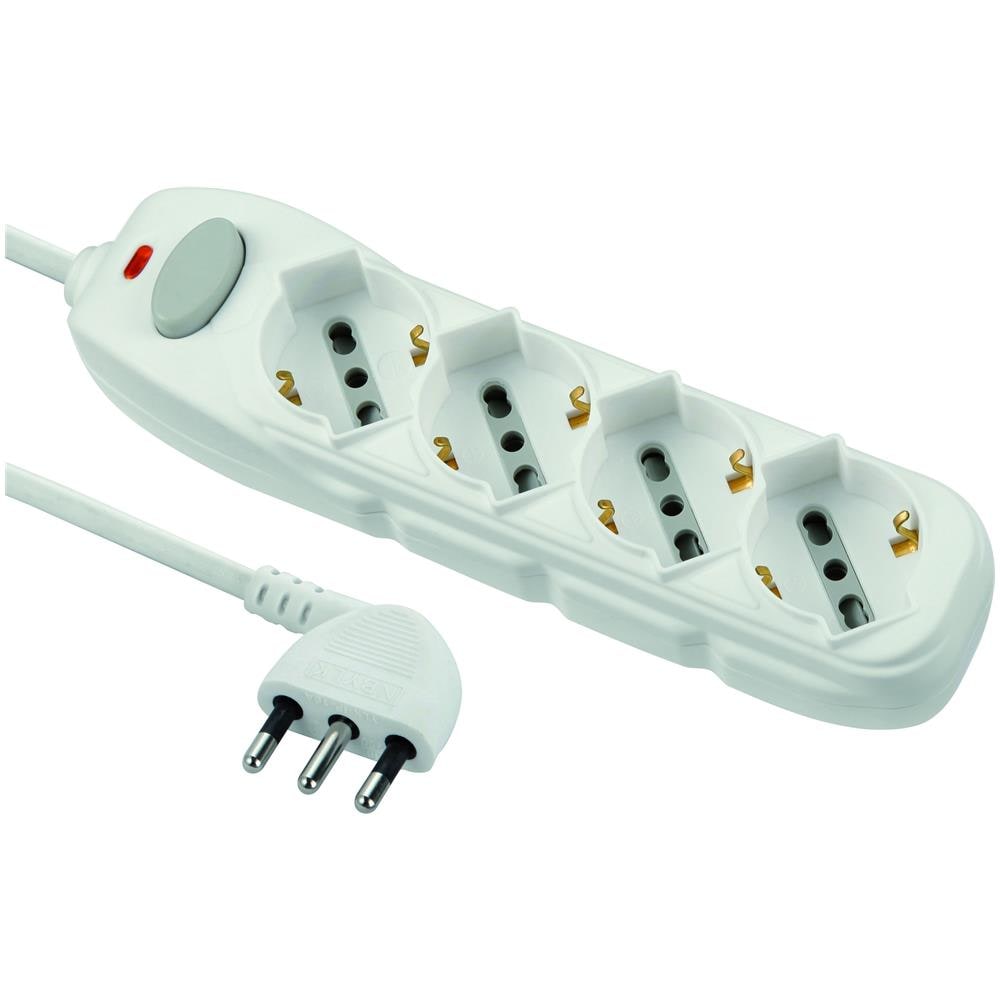 Multipresa Con Interruttore Luminoso, 4 Prese Bivalenti 16a, Cavo 1,5m - Foto 1