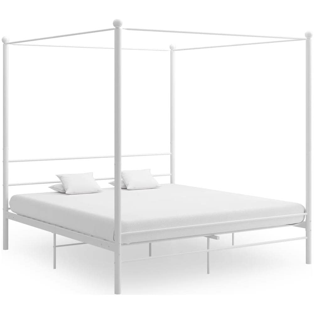 Letto A Baldacchino Bianco In Metallo 200x200 Cm - Foto 1