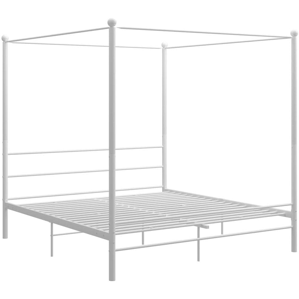 Letto A Baldacchino Bianco In Metallo 200x200 Cm - Foto 2