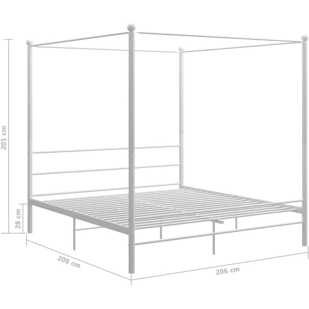Letto A Baldacchino Bianco In Metallo 200x200 Cm - Foto 6