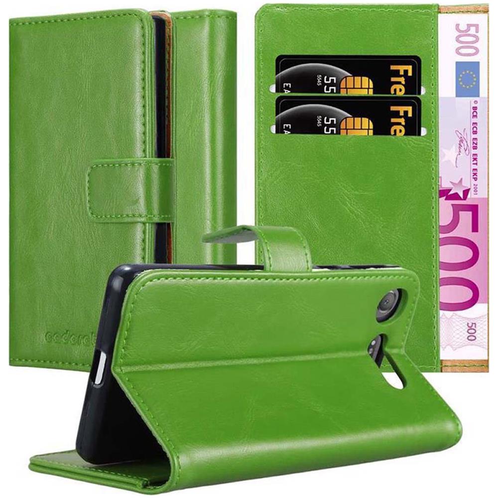 Custodia Compatibile Con Sony Xperia Xz1 In Verde Erbe - Coperchio Protettiva Con Chiusura Magnetica, Funzione Stand E Tasca Per Le Carte - Foto 1