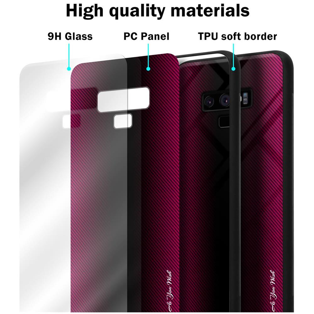 Custodia Compatibile Con Samsung Galaxy Note 9 - Ottica A Strisce In Cremisi Rosa - Coperchio Protettivo In Vetro Temperato E Silicone Tpu - Foto 6