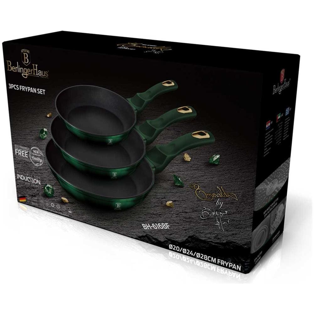 Set Di 3 Padelle In Titanio Berlingerhaus Bh-6168 Emerald - Foto 3
