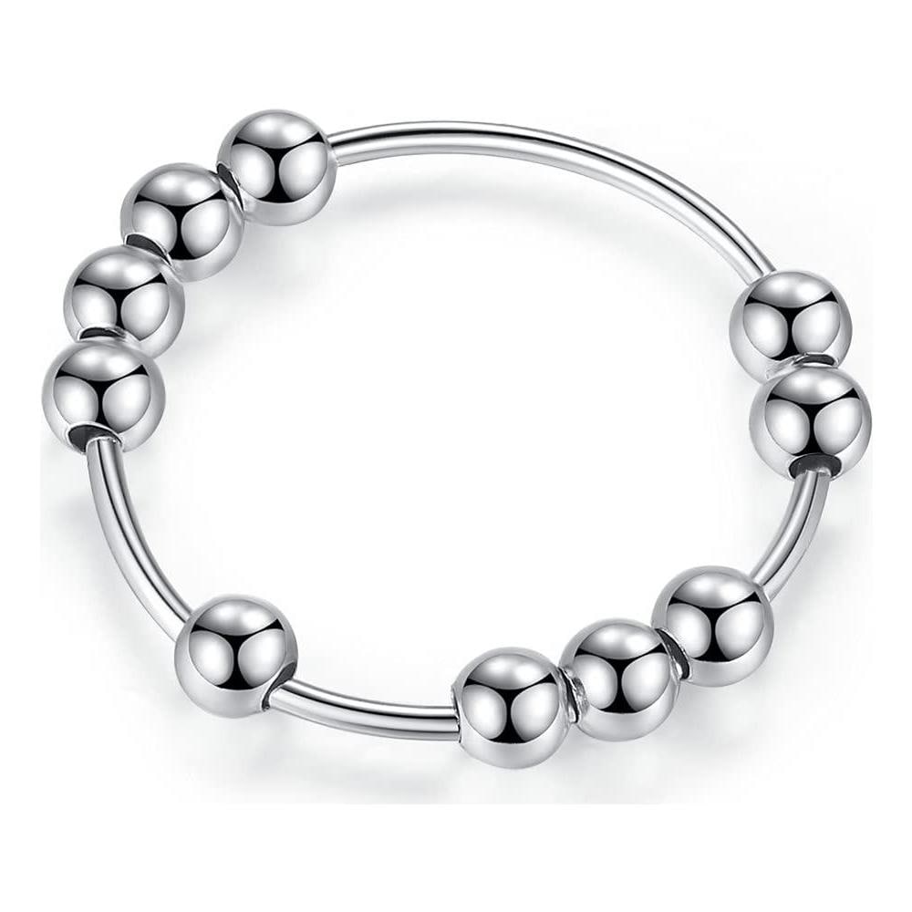 Anello Antistress Con 10 Perle Girevoli Rame Platino  20.5 Mm - Foto 1