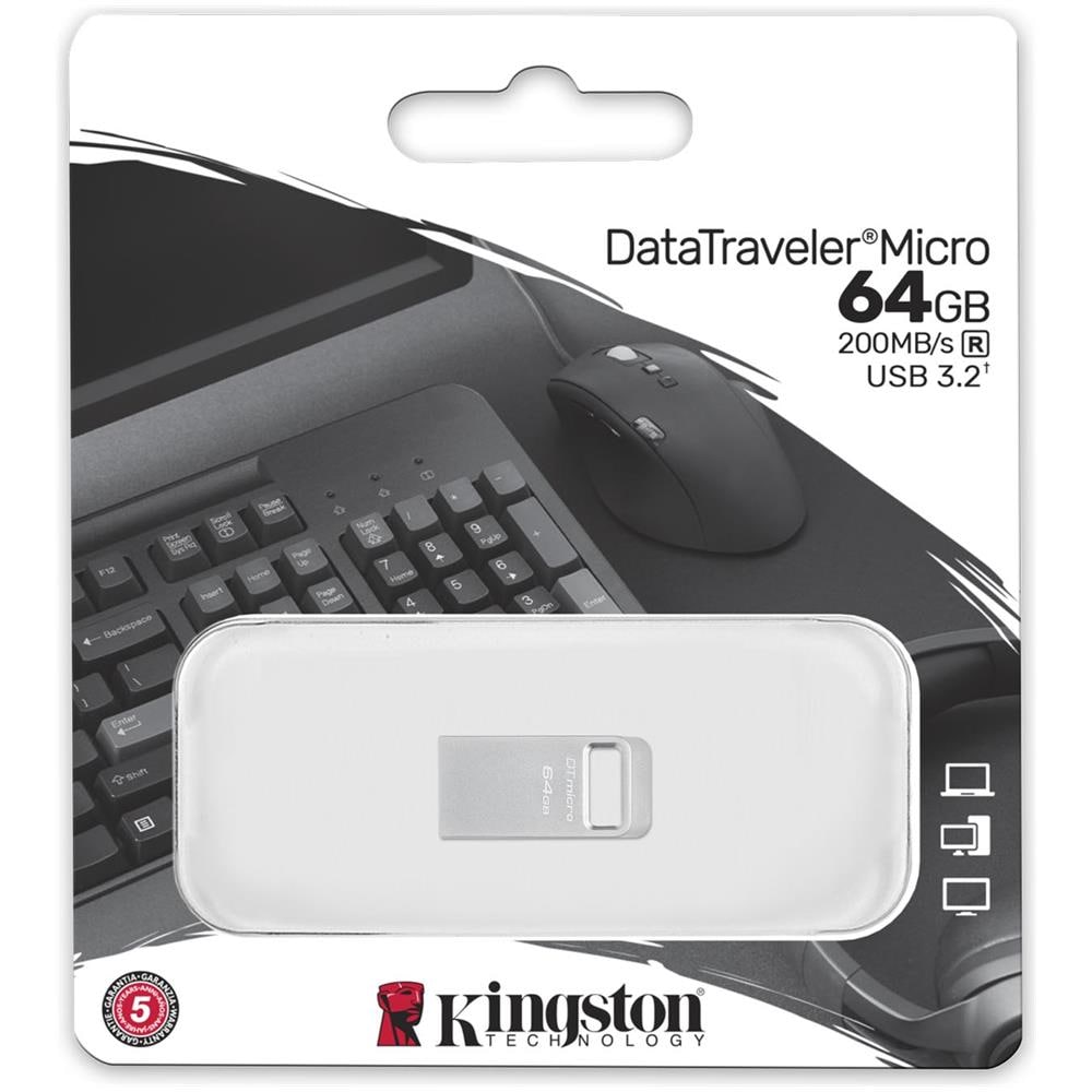 Chiavetta USB 64 GB Data Traveler Interfaccia USB 3.2 Gen 1 (3.1 Gen 1) Colore Argento - Foto 3