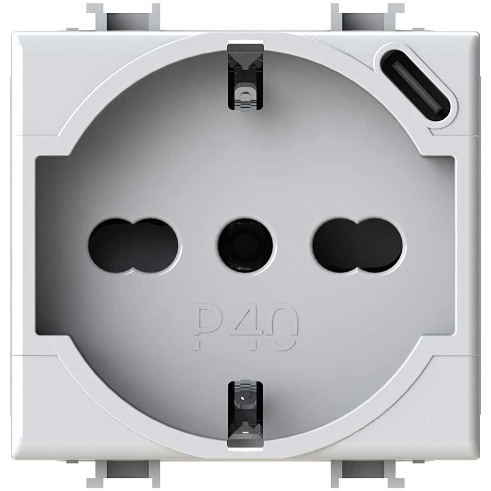 P40 Usb 3.0 Presa Schuko Con Usb-c Compatibile Con Bticino Matix Bianca - Foto 1