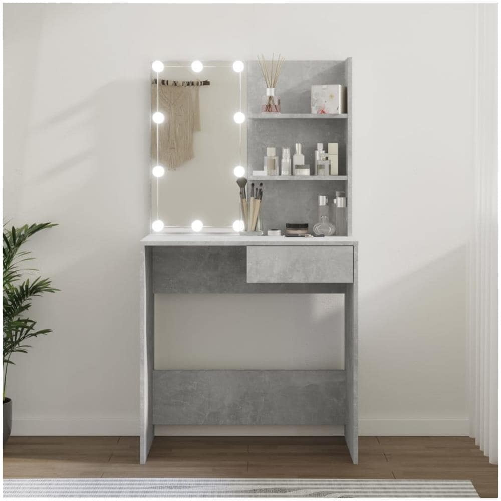 Toeletta Con Led Grigio Cemento 74,5x40x141 Cm - Foto 1