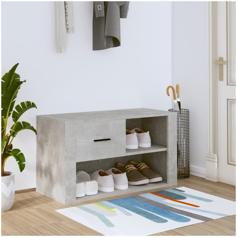 Scarpiera Grigio Cemento 80x35x45 Cm In Legno Multistrato - Foto 1