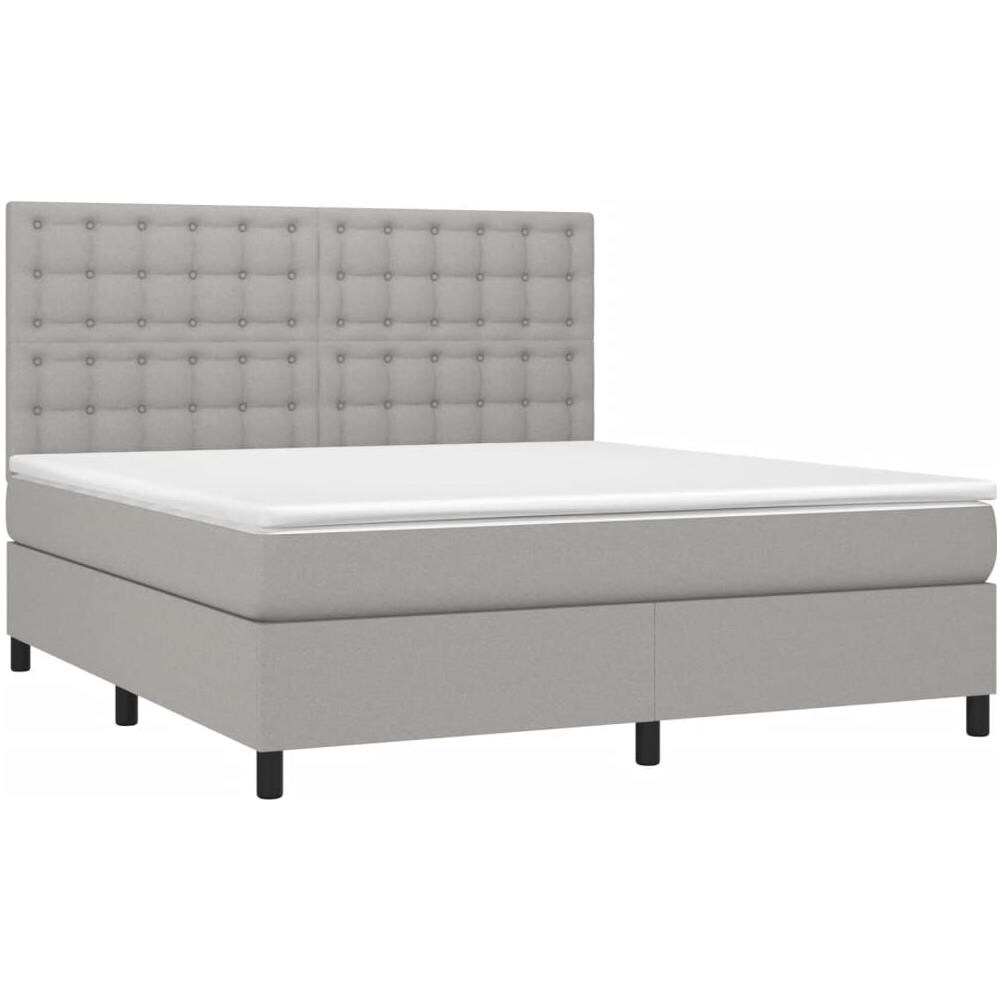 Letto A Molle Materasso E Led Grigio Chiaro 180x200 Cm Tessuto - Foto 3