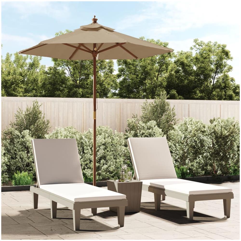 Ombrellone Da Giardino Con Palo In Legno Tortora 196x231 Cm - Foto 1