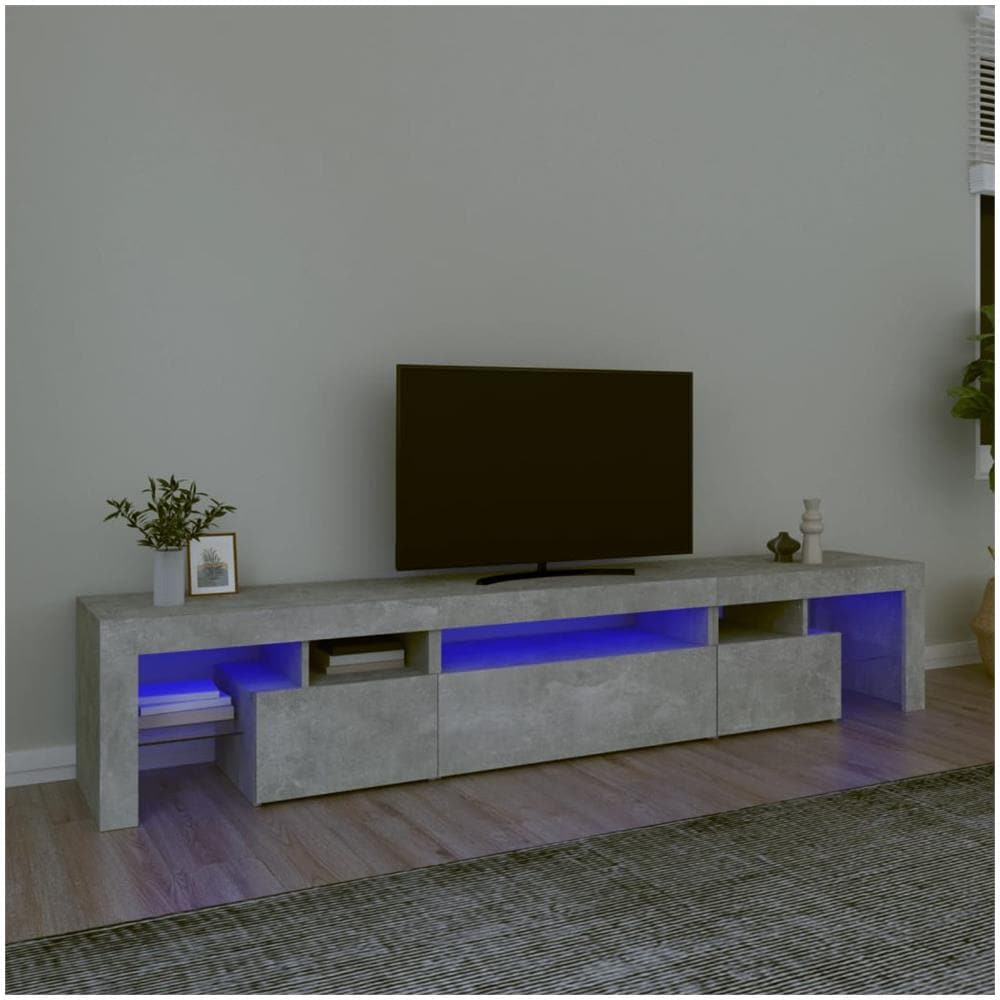 Mobile Porta TV con Luci LED Grigio Cemento 215x36,5x40 cm - Foto 1