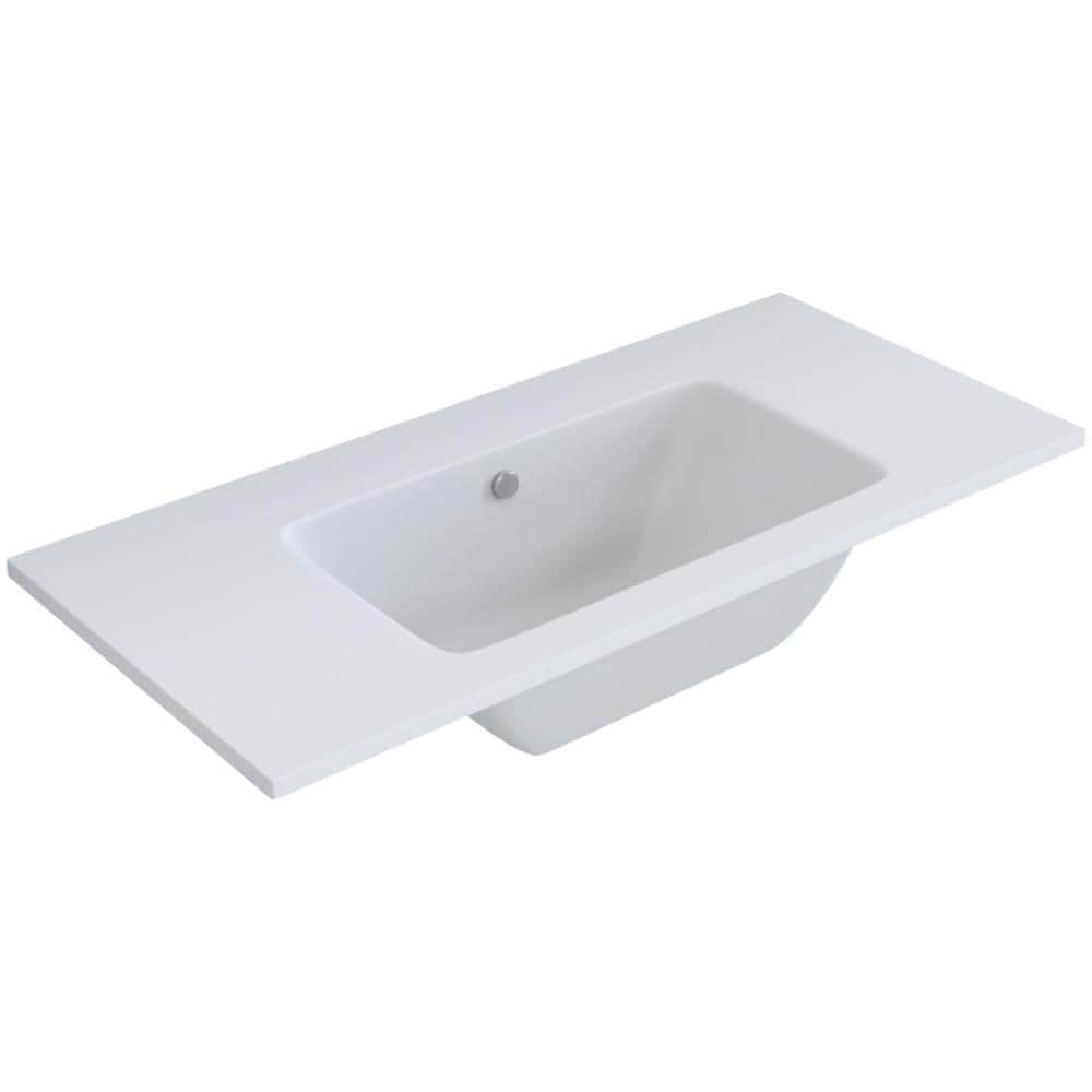 Lavabo Ad Incasso Mineral Marmo Colore Bianco Opaco Mobile Composizione Bagno *** Misure : 61x46 Cm - Foto 1