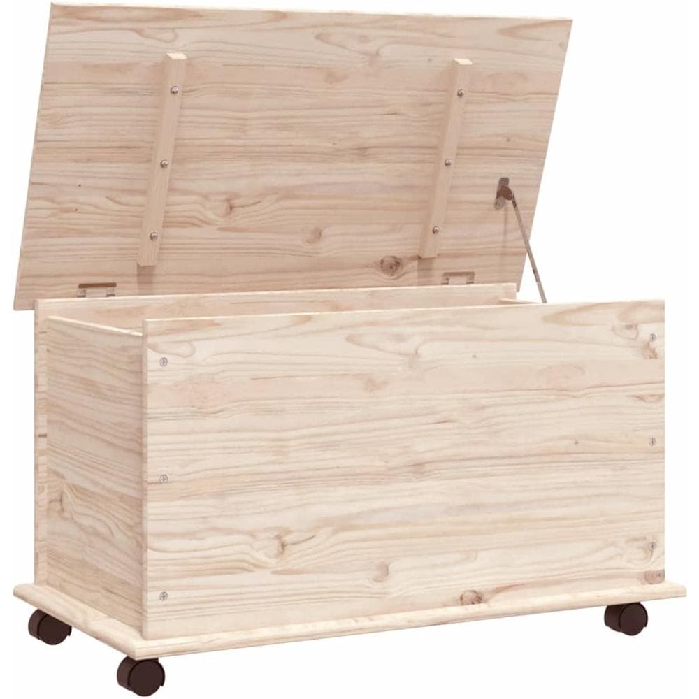 Cassapanca con Ruote ALTA 73x39,5x44 cm Legno Massello di Pino - Foto 2