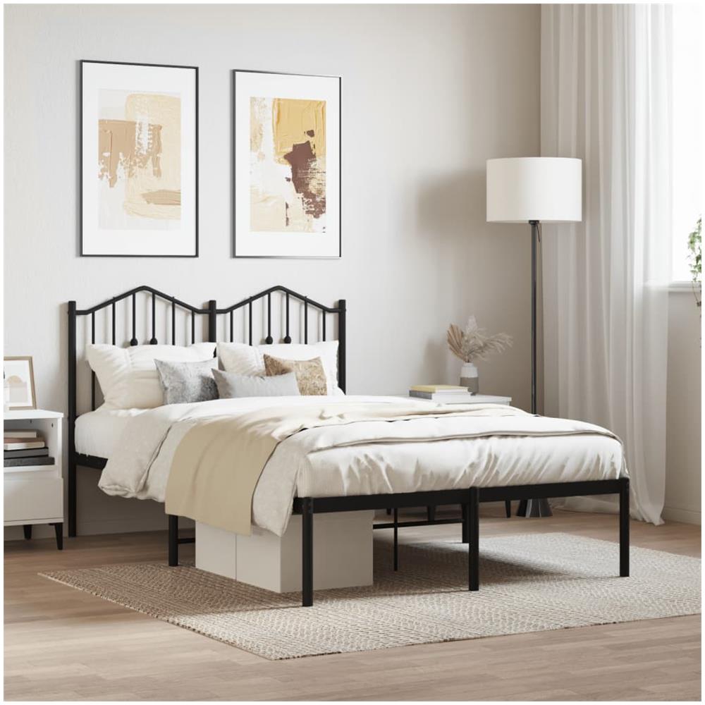 Giroletto Con Testiera In Metallo Nero 120x190 Cm - Foto 1