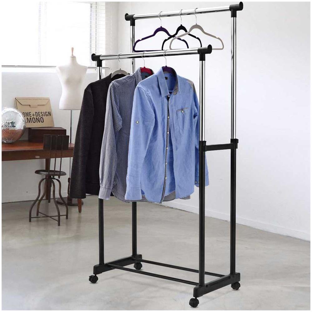 Stand Appendiabiti Doppio Con Ruote Stender Regolabile In Altezza 80x40x160cm - Foto 1