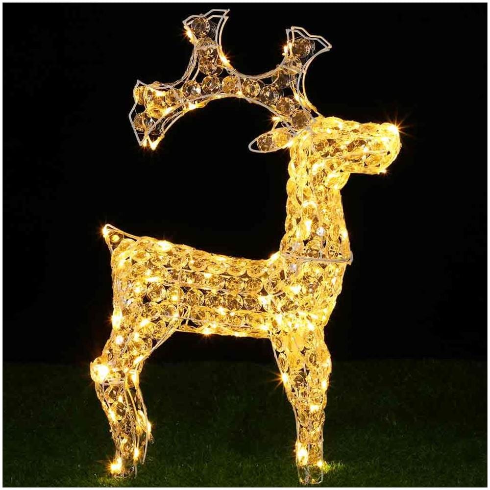 Renna Natalizia Luminosa 3D in Cristalli Acrilici 200 LED Bianco Caldo H. 90 cm - Foto 4