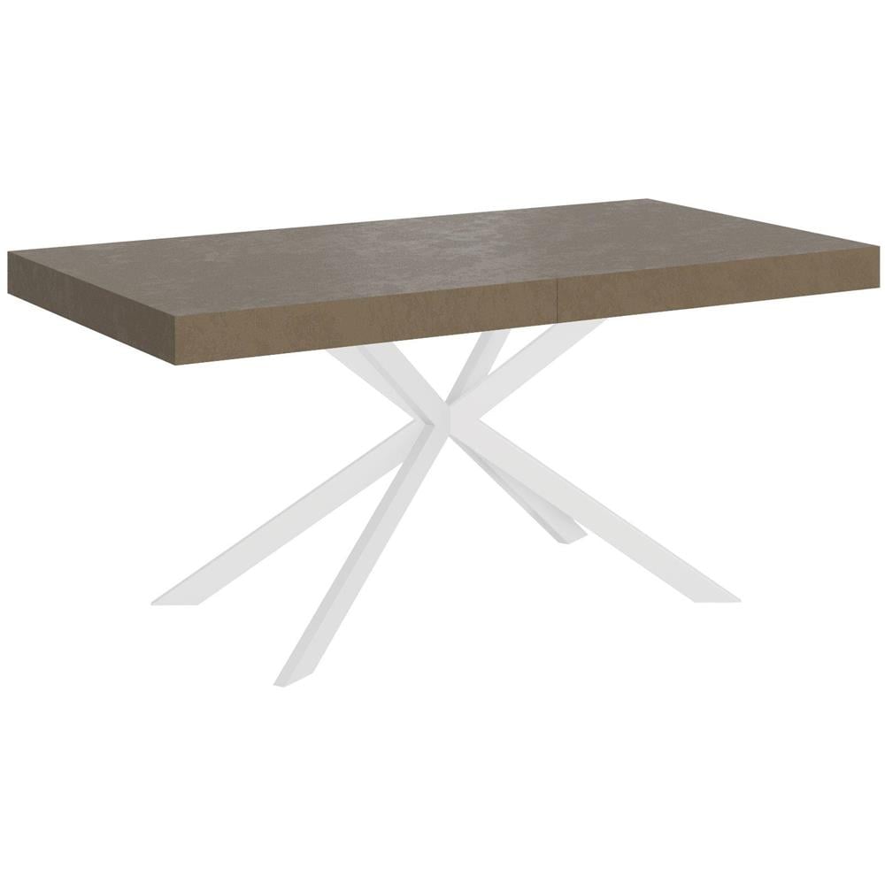 Tavolo allungabile 90x160/420 cm Plaker tortora gambe bianche - Foto 1