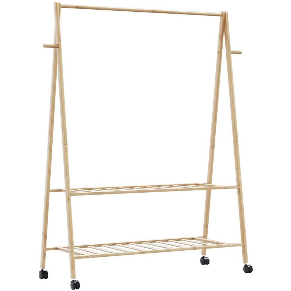 Appendiabiti con Ripiani e Ruote 132x45,5x155,5 cm in Bambù - Foto 1