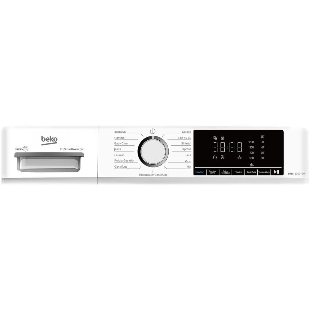 b100 BMX8126DW 8kg classe A bianco, inverter 1200 giri, display XL, oblò bianco, vapore - Foto 9