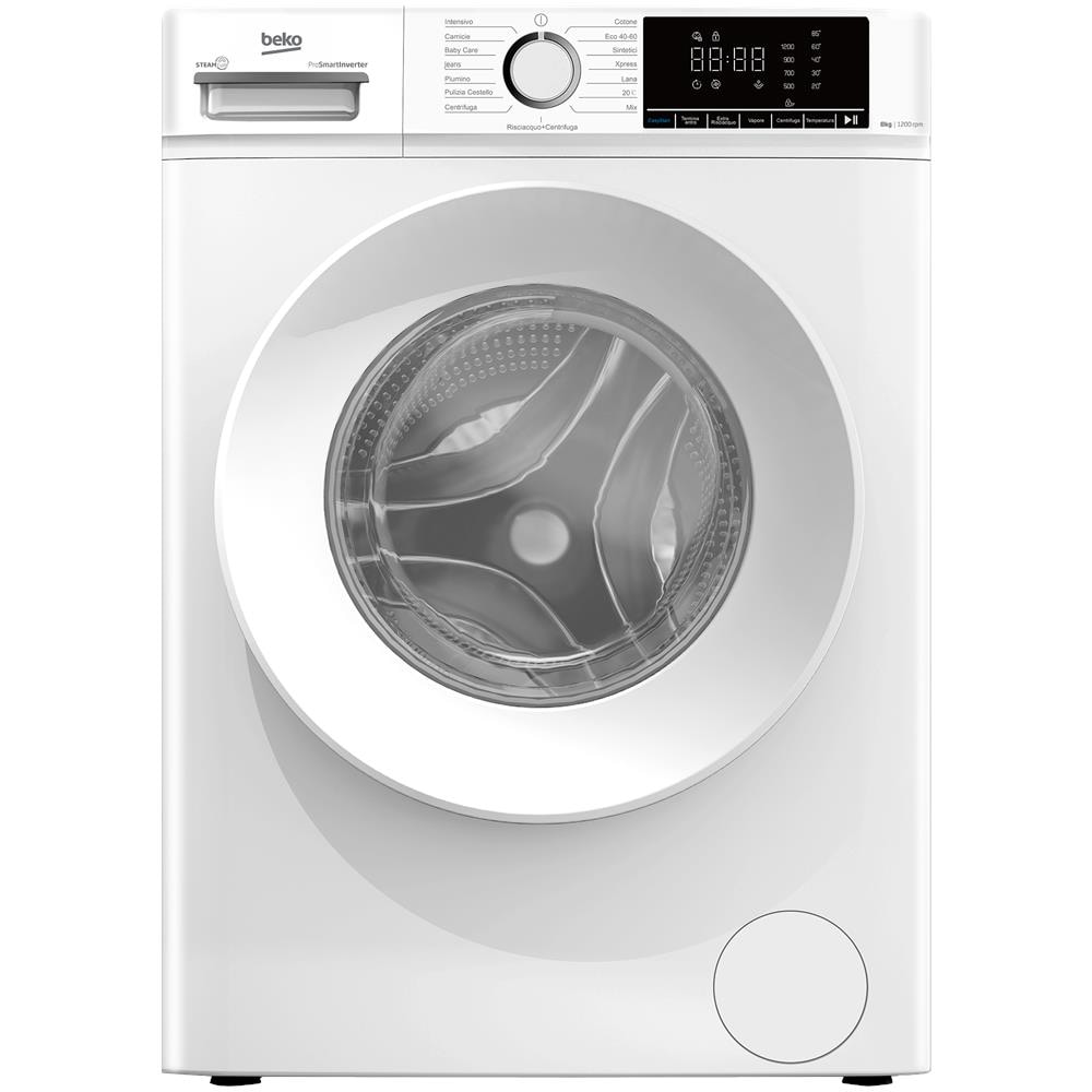 b100 BMX8126DW 8kg classe A bianco, inverter 1200 giri, display XL, oblò bianco, vapore - Foto 1