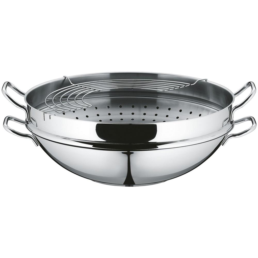 Macao Wok Con Cestello Per Cottura A Vapore, 36 Cm, 4 Pezzi - Foto 2