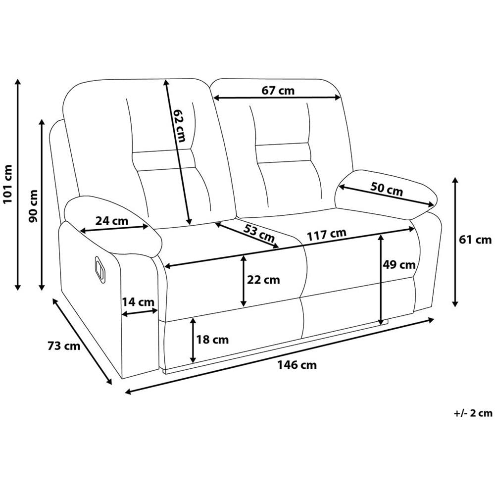 Divano A 2 Posti Reclinabile In Tessuto Beige Talpa Bergen - Foto 2