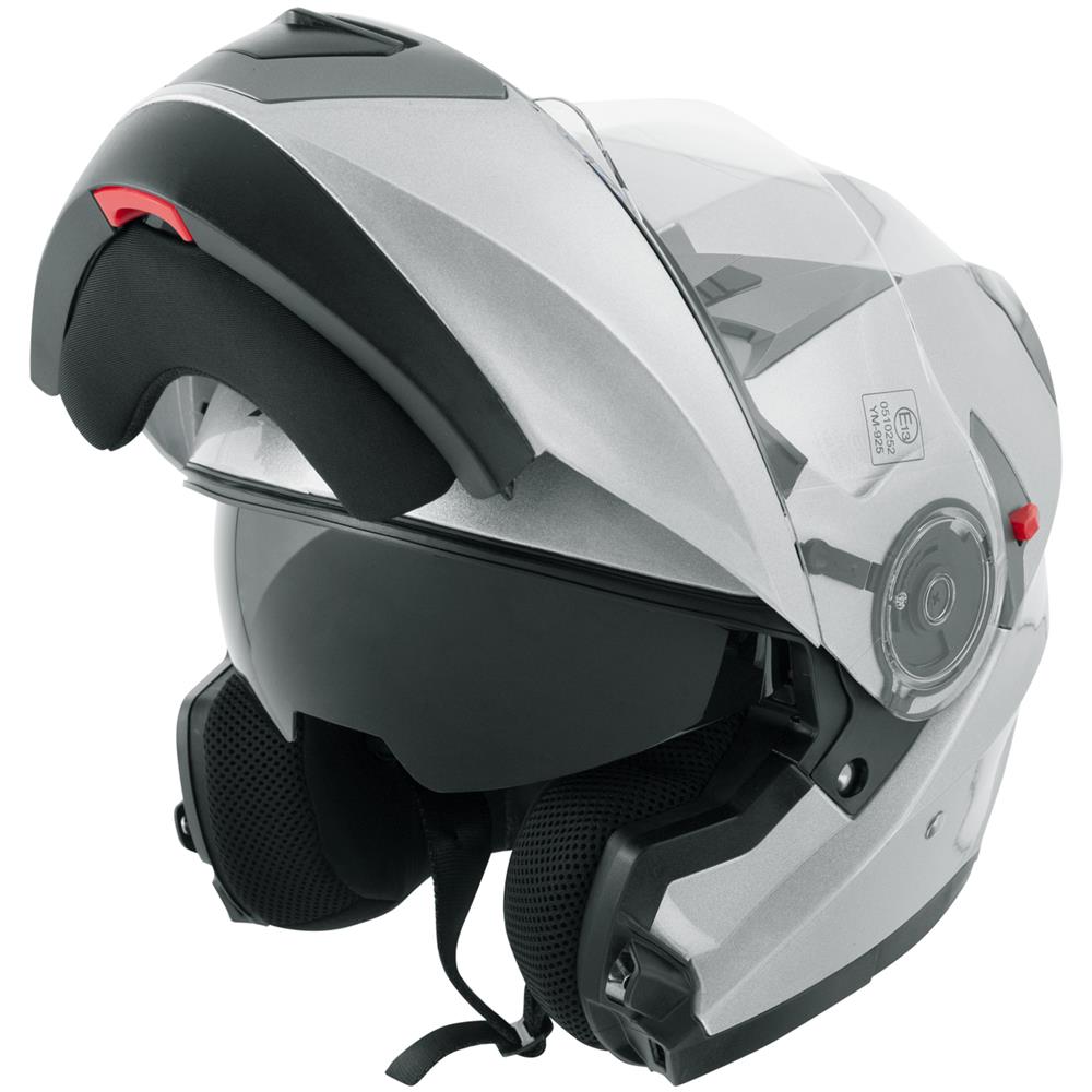 Casco Modulare Apribile Moto Touring Sport Visiera Parasole Argento Xl - Foto 5