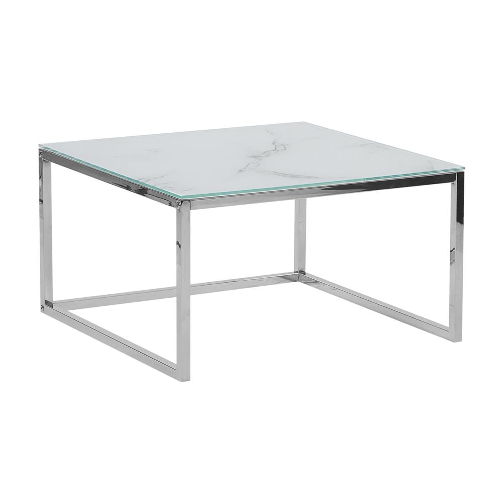 Set Di 2 Tavolini Da Caffé Bianco Effetto Marmo / argento Brea - Foto 2