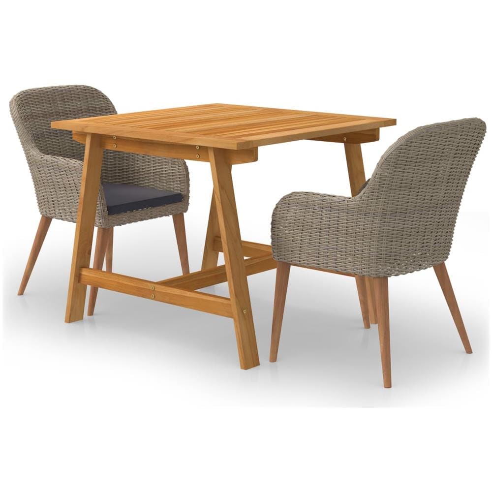 Set Mobili Da Pranzo Per Giardino 3 Pz Marrone - Foto 1