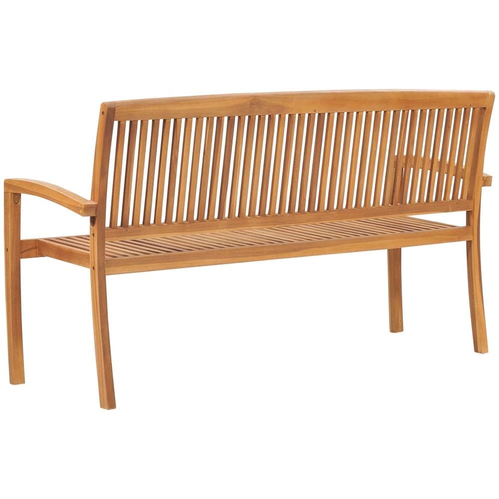 Panchina Da Giardino Impilabile E Cuscino 159cm Teak Massello - Foto 2