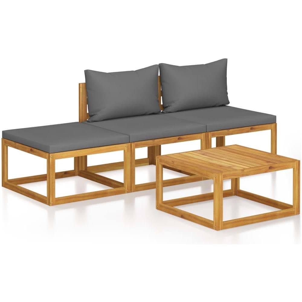 Set Divani Da Giardino 4 Pz Con Cuscini In Massello Di Acacia - Foto 1