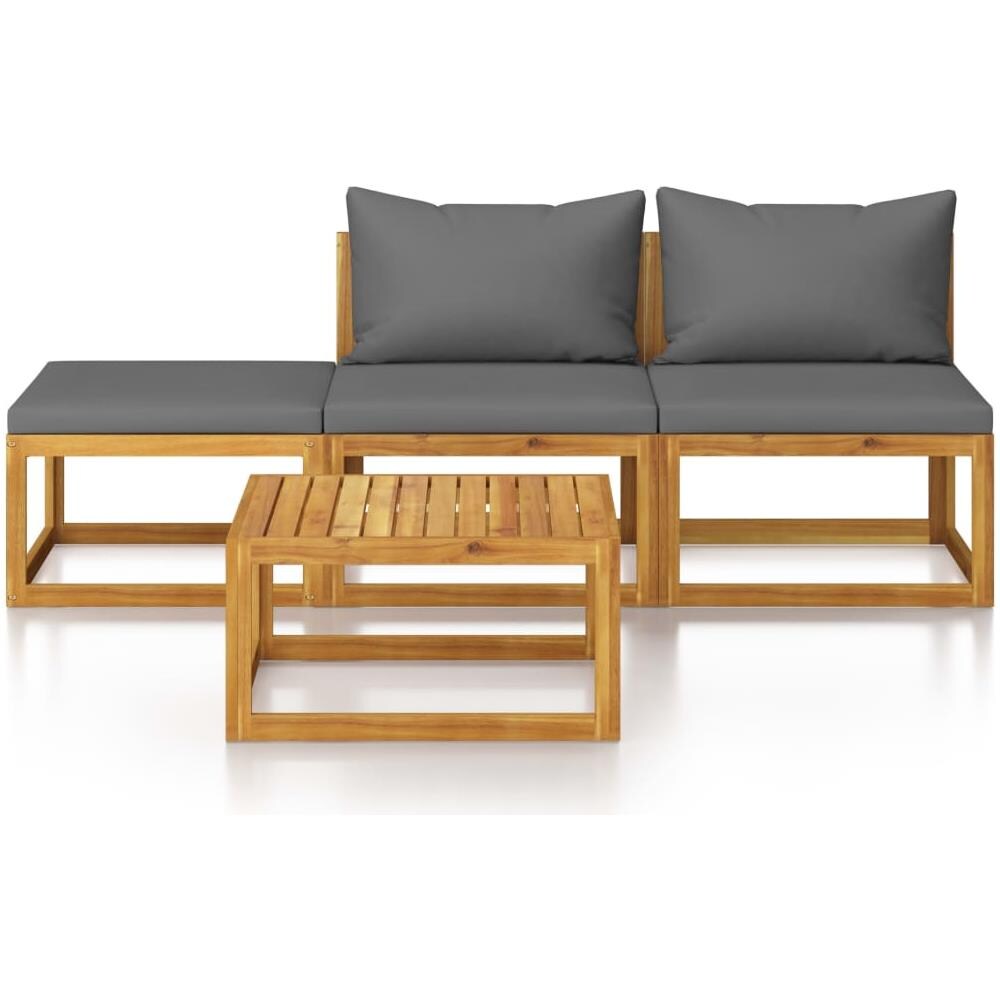 Set Divani Da Giardino 4 Pz Con Cuscini In Massello Di Acacia - Foto 2