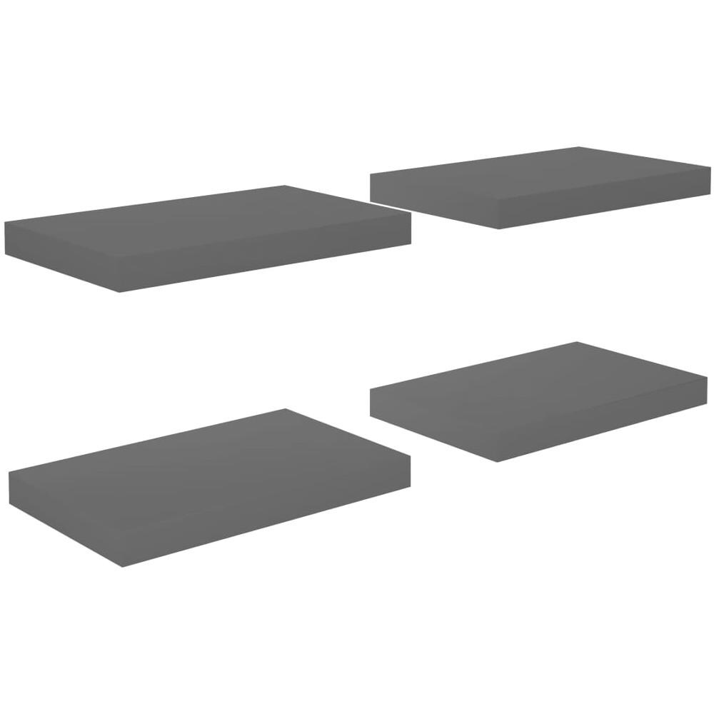 Scaffali A Parete 4 Pz Grigio Lucido 40x23x3,8 Cm In Mdf - Foto 2