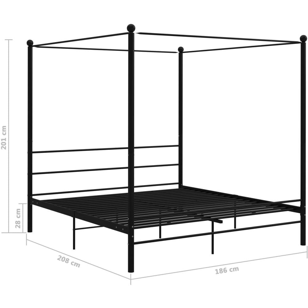 Letto A Baldacchino Nero In Metallo 180x200 Cm - Foto 5