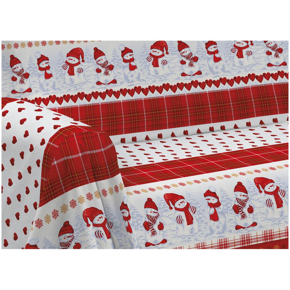 Telo Arredo Granfoulard Copritutto Cotone Copriletto Multiuso Disegni Invernali Ob 1 Piazza Snow Rosso - Foto 2